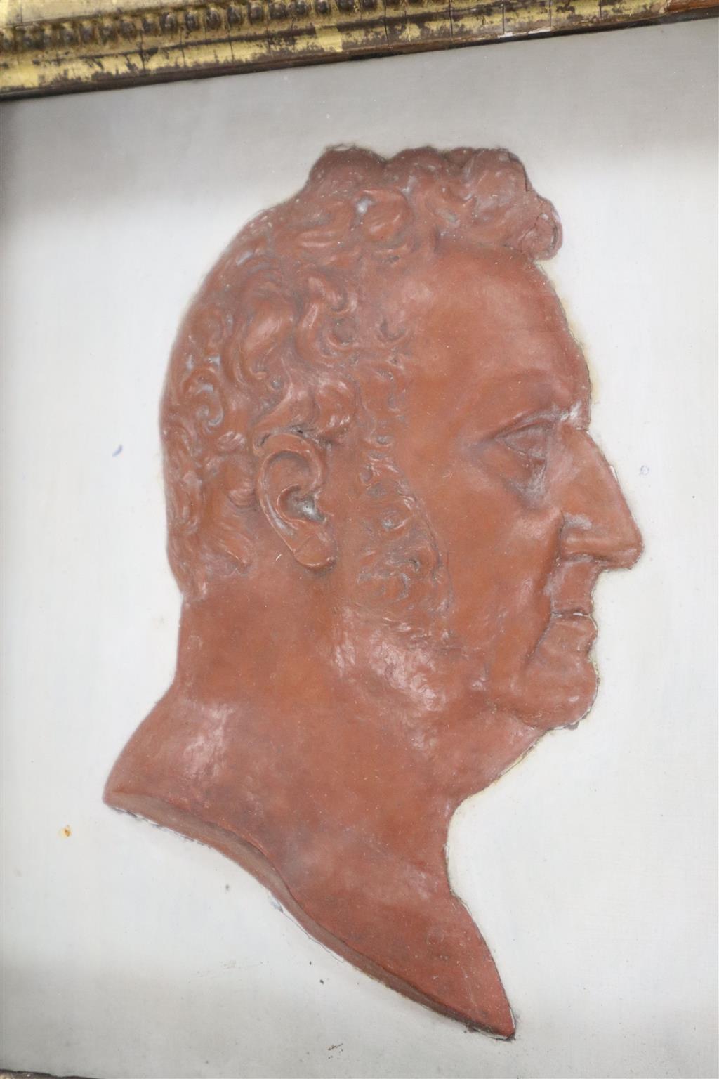 A framed wax profile of a gentleman, second quarter 19th century